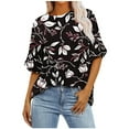 thumbnail image 1 of Pisexur Hauts d'Été pour Femmes Mode Décontractée Manches Courtes Col Rond T-Shirts Confortables Amples Surdimensionnés Imprimé Floral Blouses Hauts Mode T-Shirts Imprimés Graphiques Grande Taille Tops de Sortie S-5TG, 1 of 7