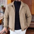 thumbnail image 4 of Faux Suede Zip Bomber Jacket Men Turn‑Down Collar Side Pockets Classic Casual Coat for Fall Winter Business Casual Daily Wear, 4 of 4