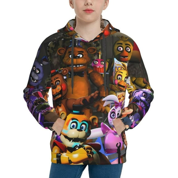 Saiise Unisex Kids Five Nights At Freddy'S Sweatshirt Boys Girls Hooded Kangaroo Pocket Pullover Hoodies-Small