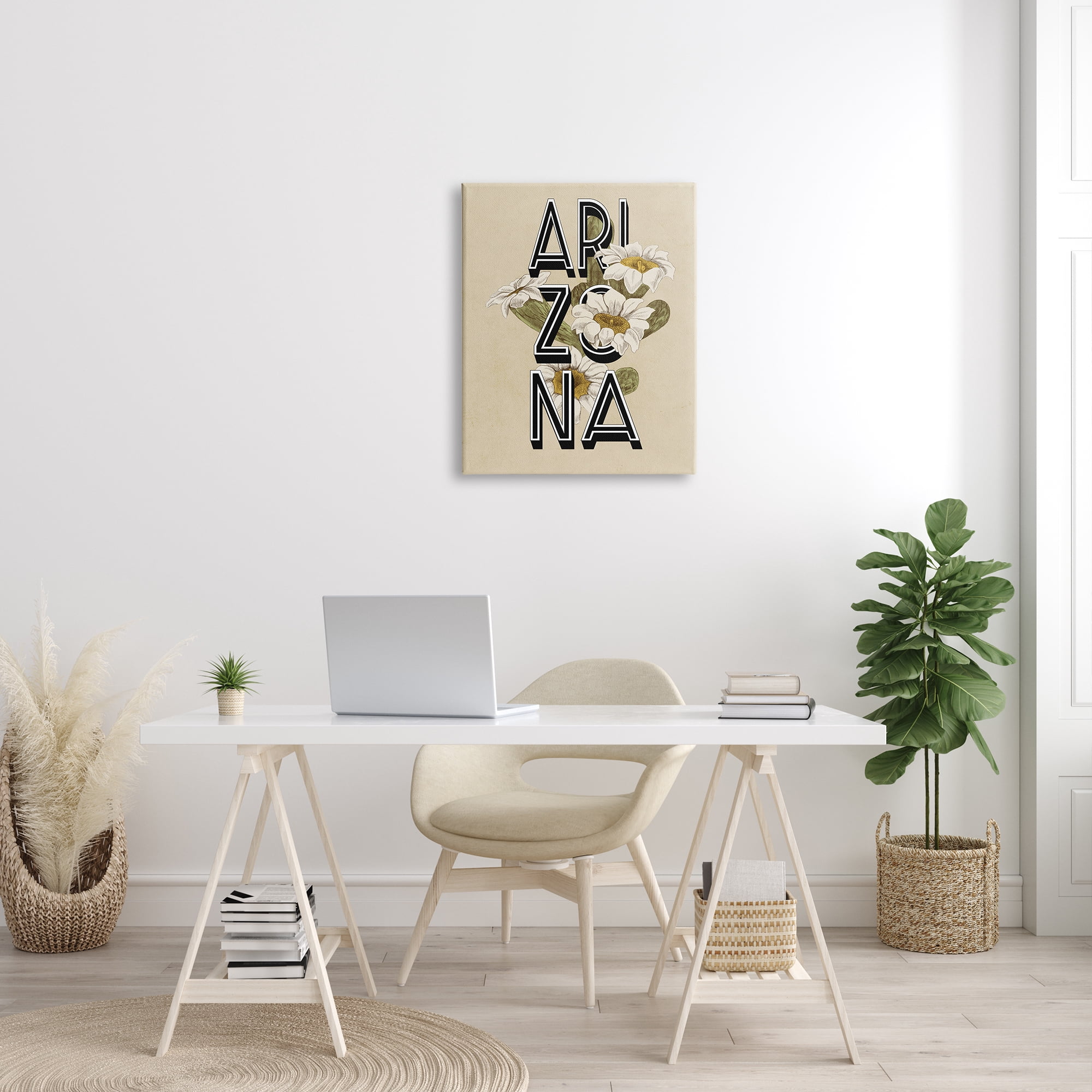 Stupell Industries Arizona State Flower Saguaro Blossom Typography Design Graphic Art Gallery Wrapped Canvas Print Wall Art, Design by Daphne Polselli