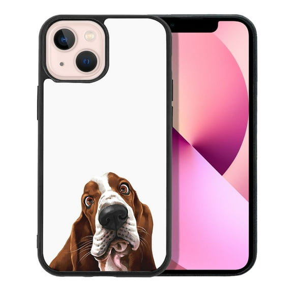 FINCIBO Soft Rubber Protector Cover Case for Apple iPhone 13 mini 5.4" 2021 (NOT FIT Apple iPhone 13 Pro 6.1" 2021/iPhone 13 6.1" 2021/iPhone 13 Pro Max 6.7" 2021), Basset Hound Dog