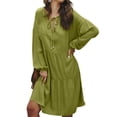 thumbnail image 2 of VEKDONE Womens Long Sleeved High Waisted Loose Solid Color Patchwork Skirt Mid Length Strap Sundress Green XL, 2 of 8