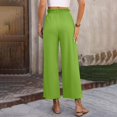 thumbnail image 4 of Women's High Waisted Wide Leg Cropped Pants Casual Drawstring Elastic Waist Capri Pants with Pockets, 4 of 7