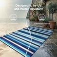 thumbnail image 5 of BERTHMEER Outdoor Rugs 6'x9' on Sale Clearance Plastic Straw Waterproof Reversible Patio Rugs Stripes Geometric Lightweight Carpets for RV Camping Deck Balcony Beach Picnic Porch,Blue Multi White, 5 of 5