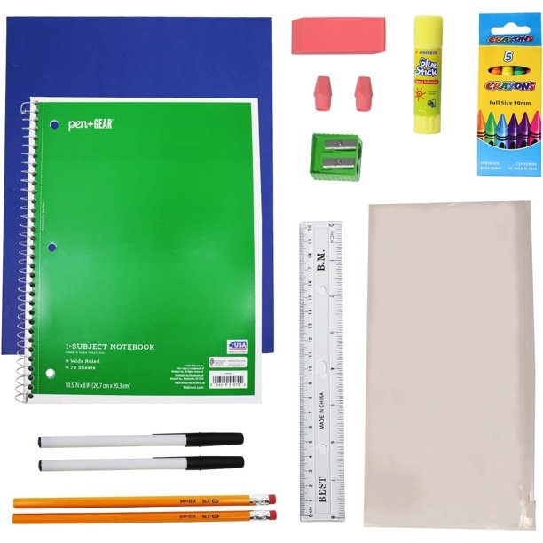 18 Piece Pack Wholesale School Supply Kits for Students, Teachers, Back to School Drives Case