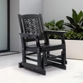 thumbnail image 2 of Ktaxon Patio Glider Chair, Floral Backrest, Side Cup Holder, Fir Wood, 28in, Black, 2 of 9