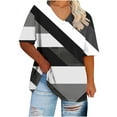 thumbnail image 2 of 3/4 Sleeve Plus Size Tops for Women Women Short Sleeve Tees Black And White Stripes Tops Sexy Plus Size Blouses Vneck Vacation T Shirts Lightweight Shirts Prime Deals Day, 2 of 4