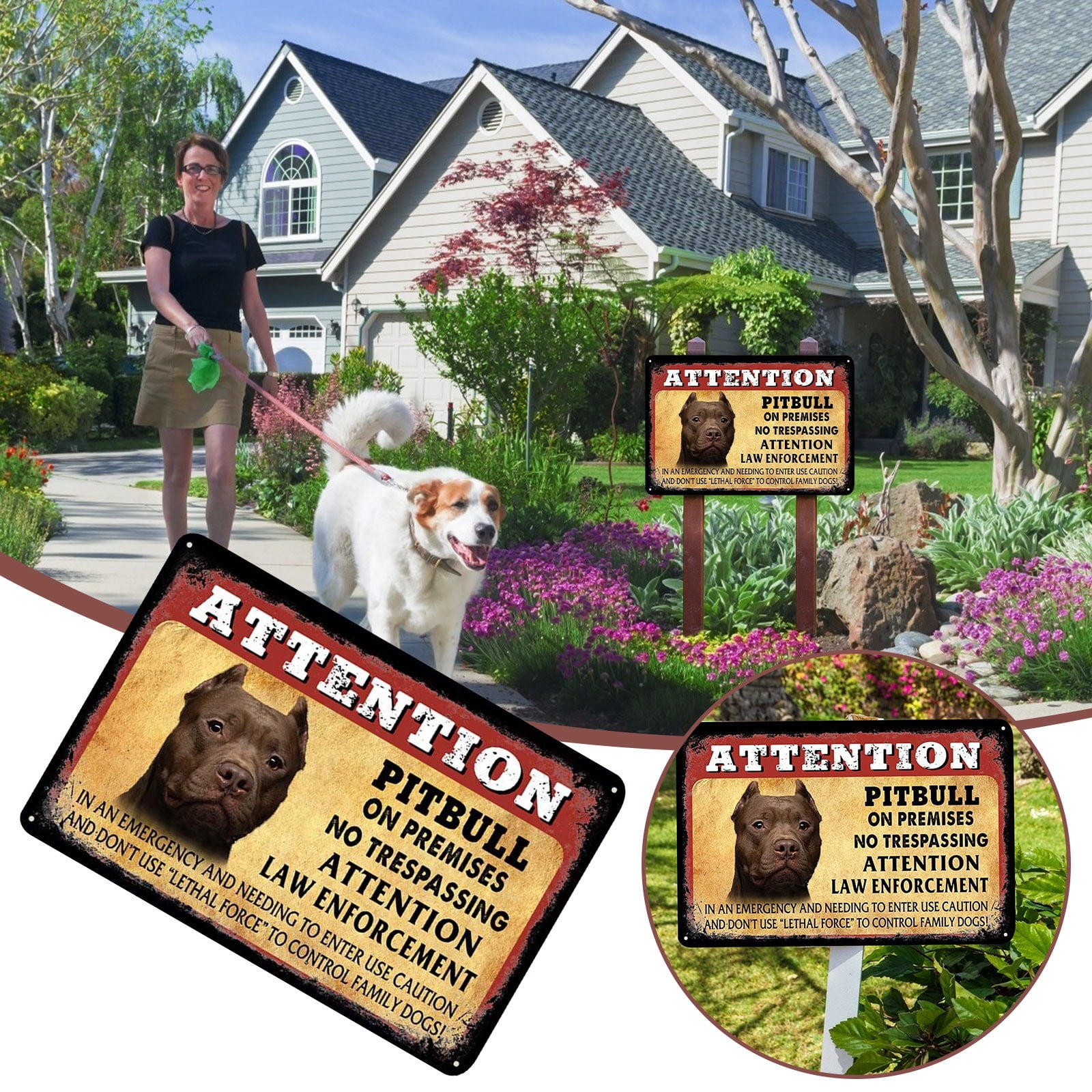 Phyabe 2 Pack No Trespassing Dog On Premises Keep Gate Shut Do Not Enter Sign, 7 X 10 Inch Rust Free Aluminum Beware Of Dog Sign, Weather Resistant, Waterproof, Durable Ink, Easy