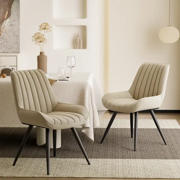 2-Piece / 4-Piece Modern Dining Chair Sets with Thickened Cushions Premium Fabric Upholstered Kitchen Chairs Sturdy Metal Legs 300 lbs Capacity for Dining Room Living Room Office