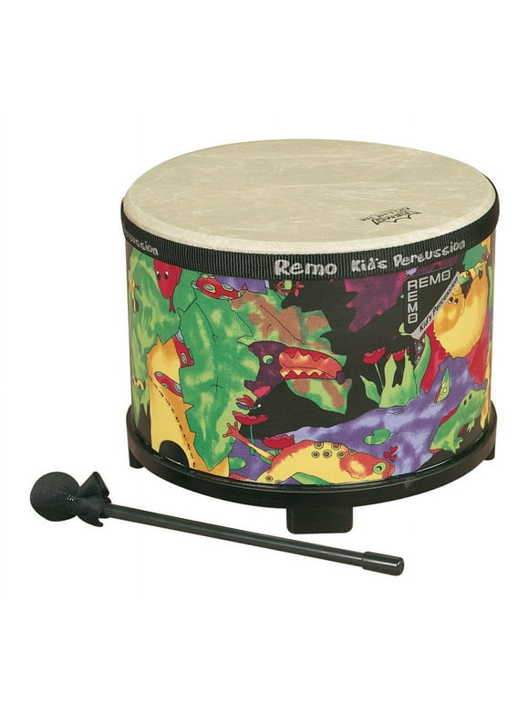 Remo Kids Percussion Floor Tom Drum Comfort Sound Technology Rain Forest, 10"