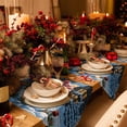 thumbnail image 2 of Table Runner Dresser Scarves Christmas Snowman Holly and Bird Cotton Linen Burlap Table Cover Farm Winter Snowy Scene Table Runners for Family Kitchen Dining Holiday Party Banquet Decor, 2 of 5