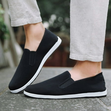 

TANGNADE Men Outdoor Solid Color Slip-On Sports Shoes Breathable Lazy Leisure Shoes