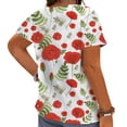 thumbnail image 2 of CLOOCL Women Plus Size T-Shirt Red Floral and Weed Printed Blouse Short Sleeve Summer Tops, 2 of 6