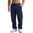 thumbnail image 5 of CCRFTGI Men's Pants Workout Big and Tall Hiking Pants Active Elastic Waist Drawstring Joggers for Men Lightweight Jogger Pant with Pockets Navy L, 5 of 6