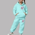 thumbnail image 2 of XAOFW Kids 6 7 Outfits Girls Fashion Long Sleeve Hoodie Jogger Cute Number Printed Pullover Tracksuit Soft Breathable Party Night Sets, 2 of 8