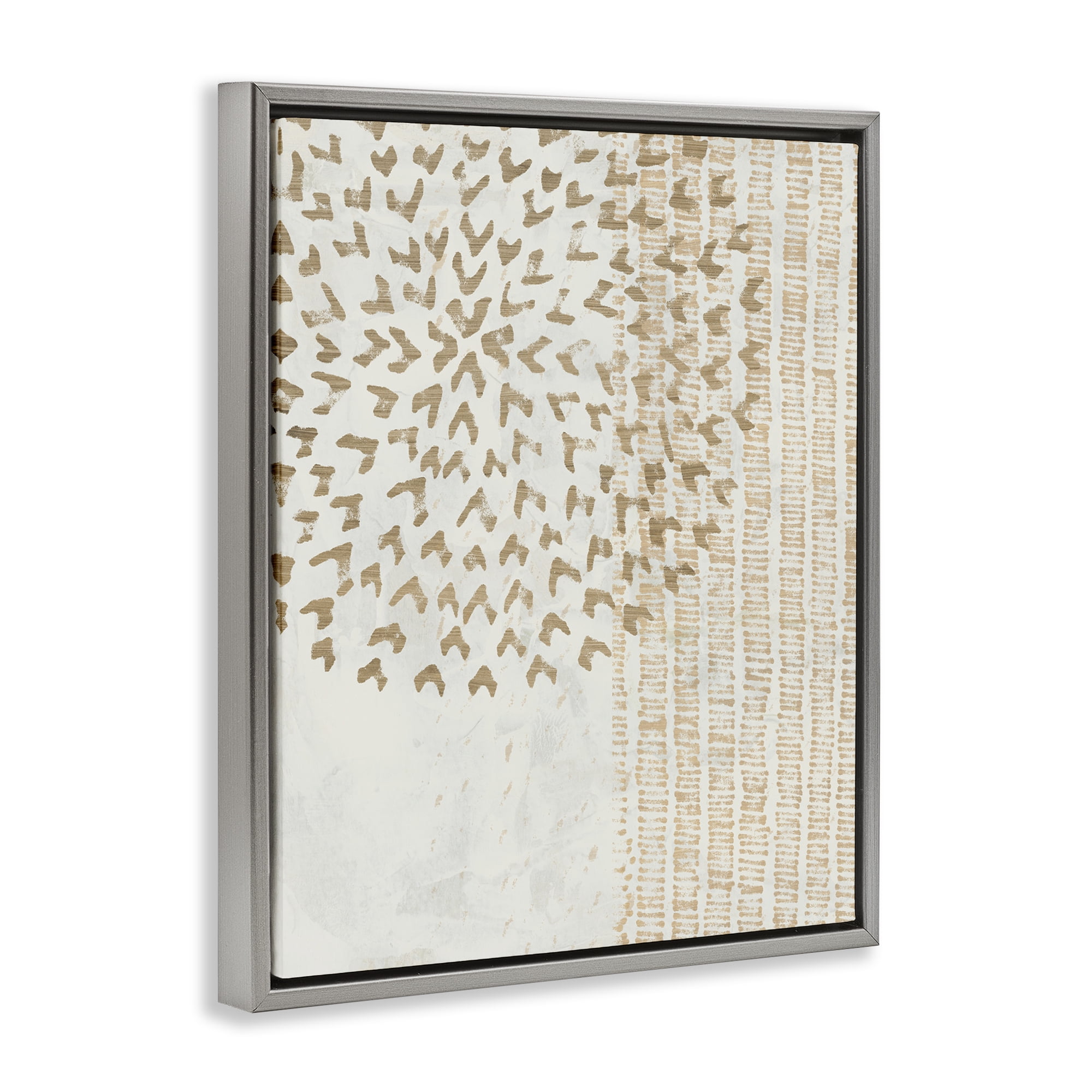 Stupell Industries Rustic Bohemian Patterns Abstract Painting Gray Floater Framed Canvas Art Print Wall Art, 17 x 21