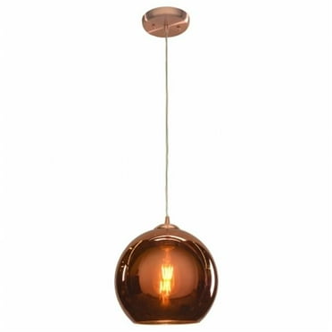 Glow Mirrored Glass A-19 Incandescent Pendant Brushed Copper