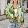 thumbnail image 3 of Jackets for Women Winter Coat Jackets Flannel Stand Collar Jacket(Cute Dragon in Sunny Field,Size:S-4XL), 3 of 7