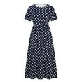 thumbnail image 6 of Naughtyhood Womens 2024 Summer Dress Maxi Dresses for Women 2024 Plus Size Fashion Women Round Neck Short Sleeve Beach Polka Bandage Long Maxi Dress,Mini Dress Sundress, 6 of 9