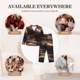 thumbnail image 7 of Lsque Abstract Glowing Wave Pattern Pattern Long Sleeve Pajama Set for Women - Soft 2-Piece Sleepwear and Loungewear Set with Pockets, Comfy Nightwear-Small, 7 of 7