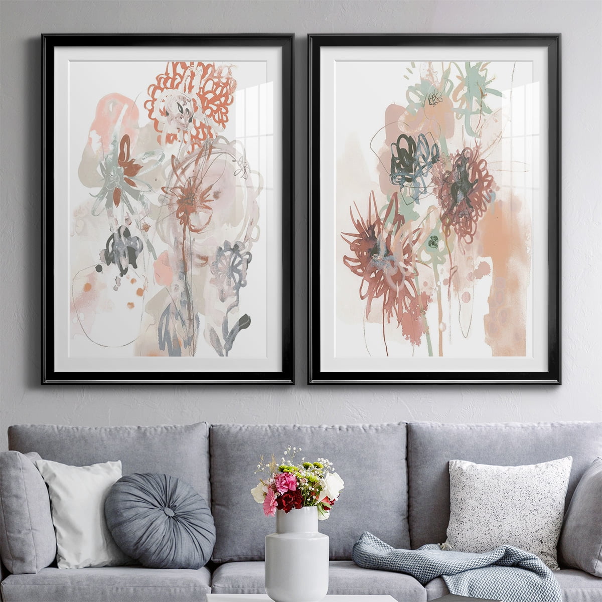 Wexford Home Petal Drift III Premium Framed Print, 26.5" x 36.5" - Ready to Hang, Black (Set of 2)