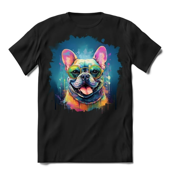 Hippie French Bulldog Portrait oil painting Watercolor Tie-dye Vintage Shirt T-shirt Unisex Merch Dog Lover Gifts - 00015
