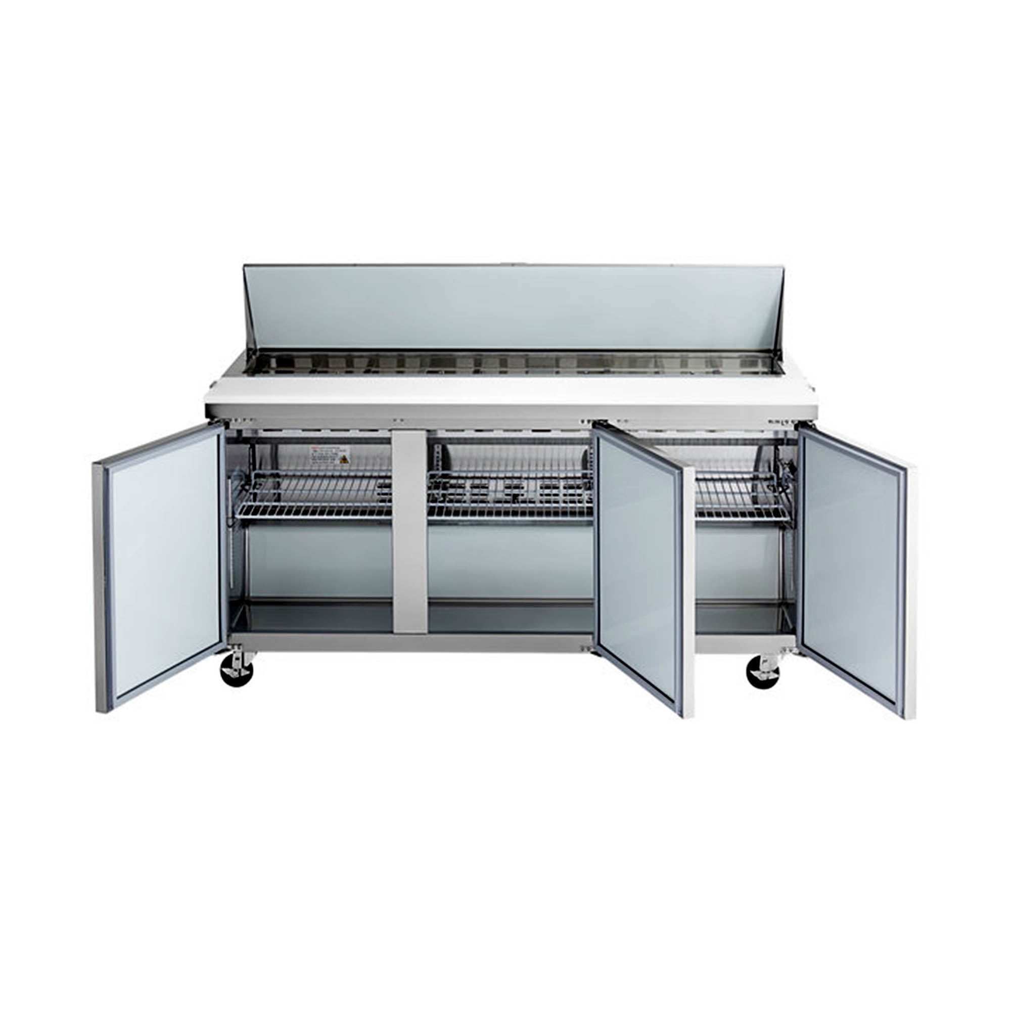70.25 in. W 15.5 cu. ft. Commercial Food Prep Table Refrigerator Cooler in Stainless Steel Mega Top