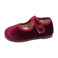thumbnail image 4 of Girls Solid Color Leather Ballet Flats with Velvet Trim for Spring and Summer, 4 of 5