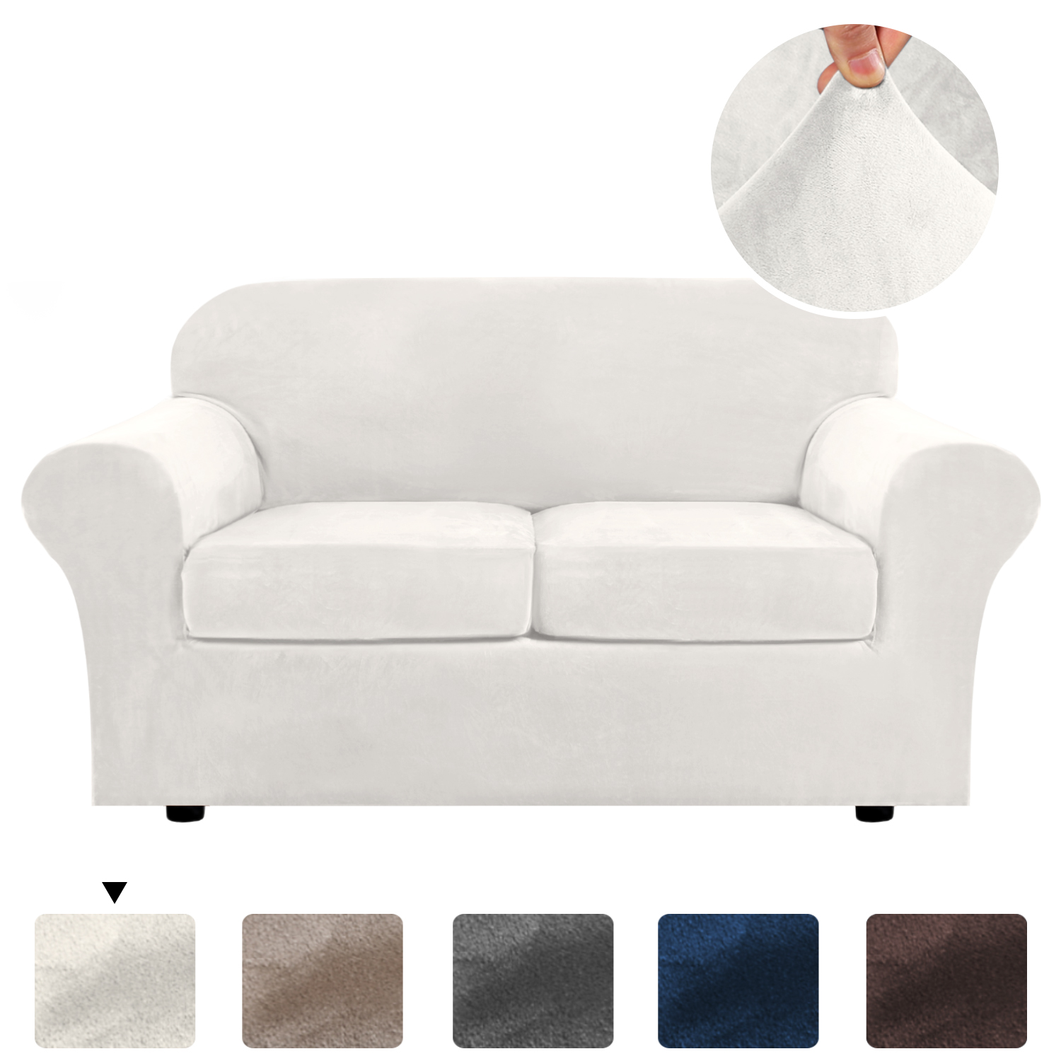 H.VERSAILTEX Thick Velvet Sofa Cover Soft Couch Cover for 3 Cushion Cover  Washable Furniture Protector for Dogs Non-Slip Sofa Slipcover with Elastic  Strap Fit Sitting Width Up to 70(Sofa, Ivory) - Yahoo