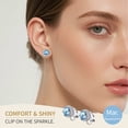 thumbnail image 5 of FindChic Pure Sterling Silver Clip On Earrings for Women, Round 8MM Cubic Zirconia Non Pierced Studs Blue Aquamarine Birthstone Earrings Birthday Mothers Day Jewelry Gifts Her Mom Lady Adults Ideas, 5 of 8