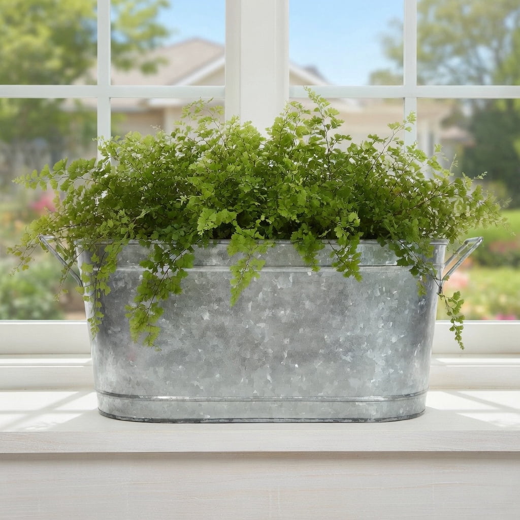 HOSLEY 18 in x 8.5 in x 7 in Oval Other Metal Solid Print Nature Plant Pot