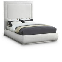 Meridian Furniture Brooke Cream Linen Textured Fabric King Bed
