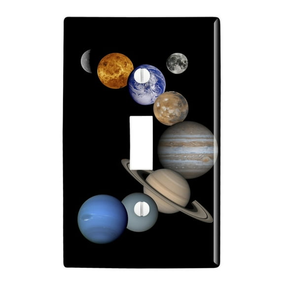 Solar System Planets Mercury Venus Mars Earth Moon Jupiter Saturn Uranus Neptune Plastic Wall Decor Toggle Light Switch Plate Cover