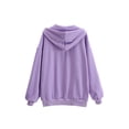 thumbnail image 3 of hirigin Women's Loose Plush Jacket, Zipper Open Front Hooded Solid Color Casual Sports Coat, Black/ Purple/ Blue/ White/ Grey, 3 of 7