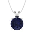 thumbnail image 4 of 3 ct round cut blue sapphire 14k white hypoallergenic Solid gold Designer Everyday Affordable Dainty Necklace Pendant + 16" hypoallergenic Solid gold chain, 4 of 7