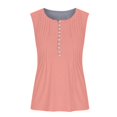 thumbnail image 4 of Aloohaidyvio Tank Tops for Women,Women's Summer Solid Color Basic Button Shirts 2024 Round Neck Soft Sleeveless T-shirt Stretch Loose Casual Tops, 4 of 5