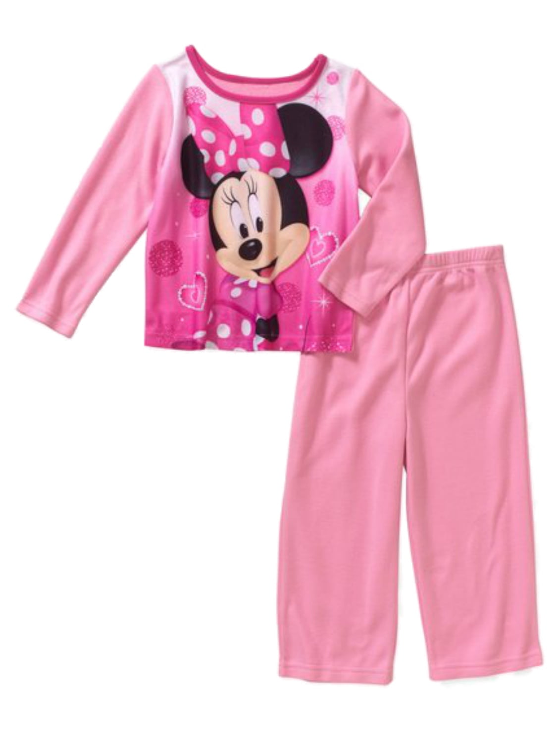 Disney Infant Girls Pink Minnie Mouse Pajamas 2 Piece Flannel Sleep Set