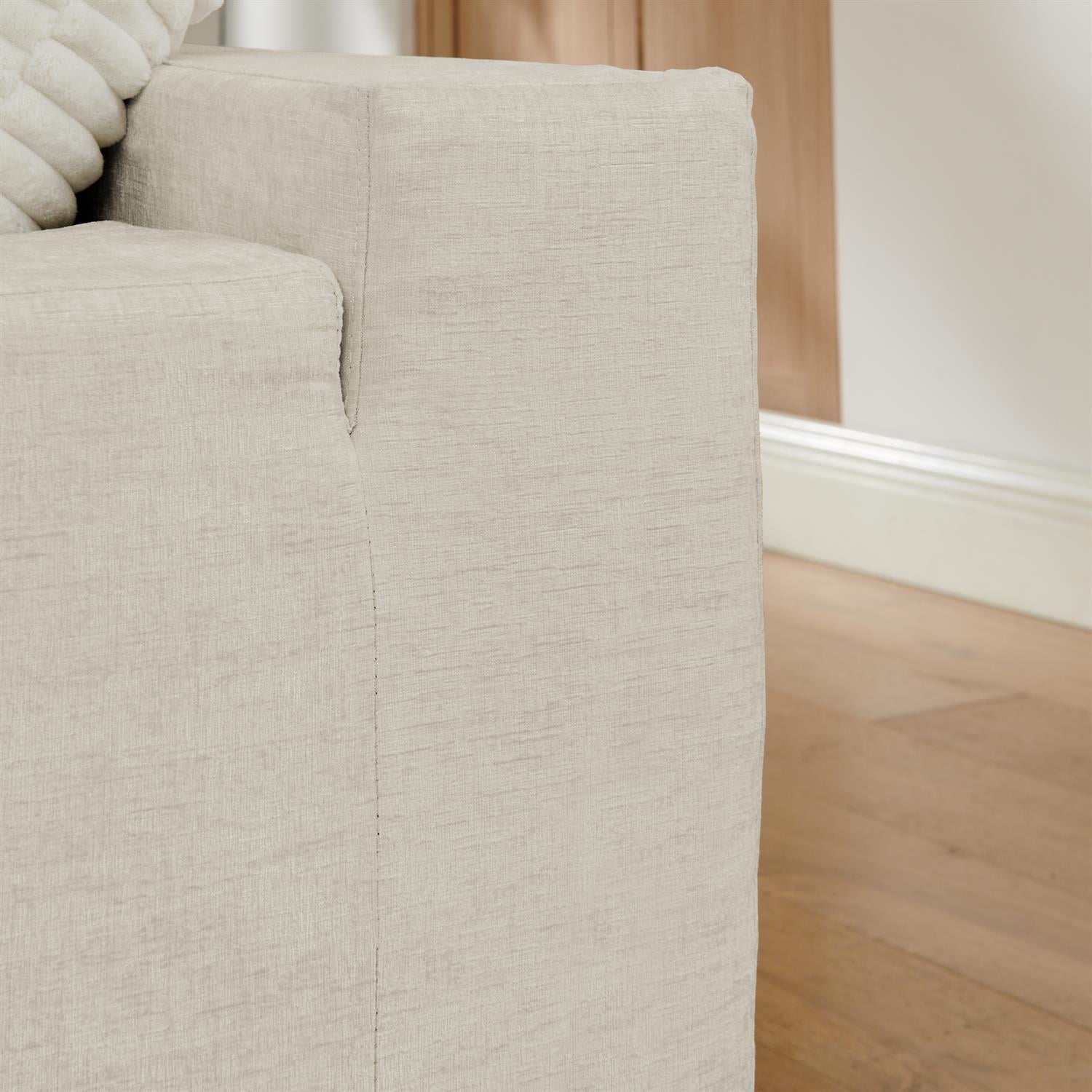 Demi Bonn 108" Modular L Shaped Sectional Sofa, Wide Deep Seat Convertible Linen Couch Set for Living Room & Office, No Assembly, White