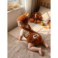 thumbnail image 3 of RUINIXCW Newborn Baby Boy My First Thanksgiving Outfit Infant Boys Fall Clothes Turcky Embroidery Short Sleeve Romper Plush Suspender Shorts Hat Set, 3 of 10