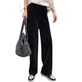 thumbnail image 5 of Pantalones de pierna ancha para mujer, pantalones de cintura alta con forro polar grueso y polar de leche, pantalones casuales rectos y sueltos, 5 of 5