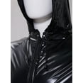thumbnail image 5 of Nyeemya Mens Womens PVC Exercise Workout Sauna Suit Long Sleeve Zipper Drawstring Hooded Jacket Black XL, 5 of 7
