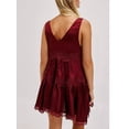 thumbnail image 6 of Women's Lace for Mini Dress Slip Dress V-Neck Summer Y2k Ruffle Hem Flowy Swing Boho Short Dresses Wine Red S, 6 of 8