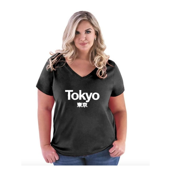 NIB - Women's Plus Size V-neck T-Shirt - Tokyo