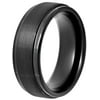 Men's Black Tungsten Step Edge Satin Comfort Fit 8MM Wedding Band - Mens Ring