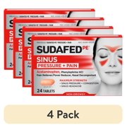 (4 pack) Sudafed PE Sinus Pressure + Pain Relief Decongestant Tablets, 24 Count