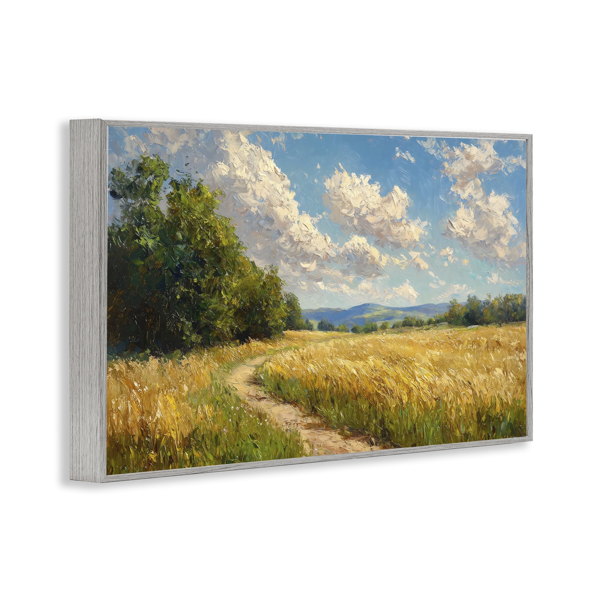 Stupell Industries Winding Path Through Wheat Field Gray Framed Giclee Art, design by Creative Studio