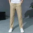 thumbnail image 2 of TGPMGRZ Boys Uniform Pants Elastic Waist Drawstring Summer Casual Chino Joggers Youth Kids Back to School Clothes, 2 of 8