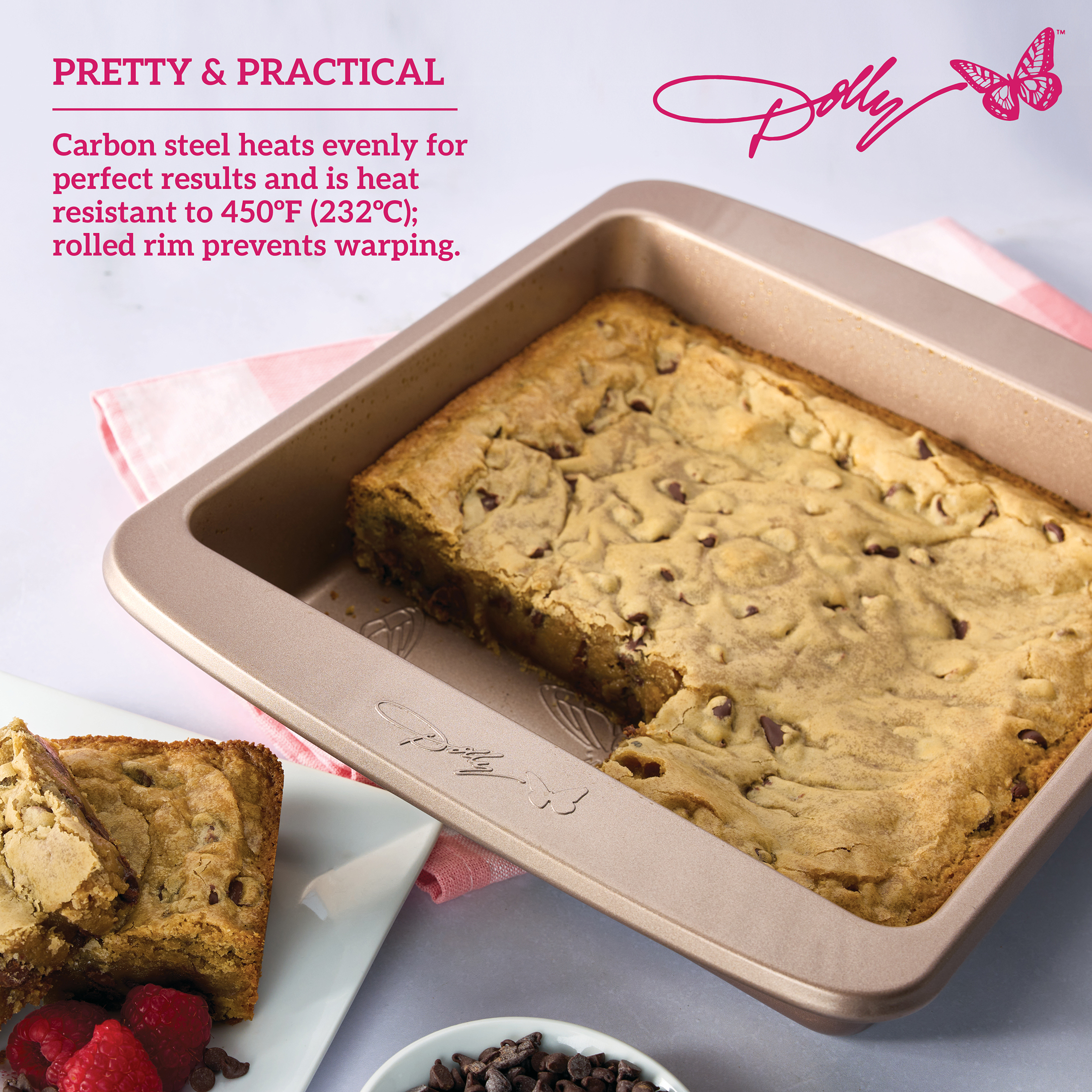 Dolly Parton Butterfly Stamp 9" Carbon Steel Square Non-Stick Cake Pan