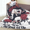 thumbnail image 6 of Rateoe Gothic Skulls And Roses Print Fuzzy Fleece Throw Blanket Extra Large,Super Soft,Fluffy and Warm Blankets for Couch,Bed,All Season Use (50"x40"), 6 of 8