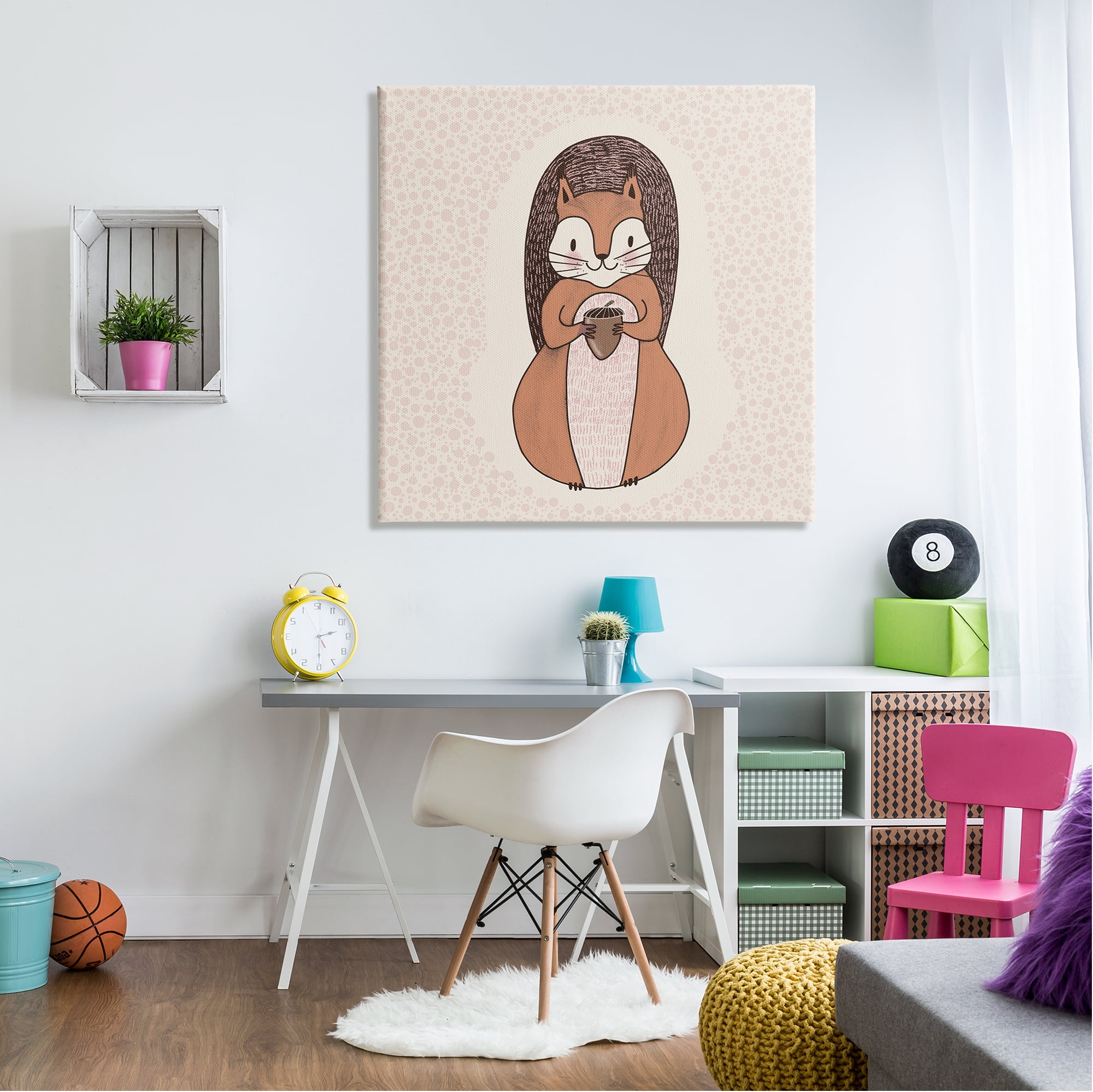 Stupell Industries Squirrel With Acorn Patterned Shapes Woodland Animal Graphic Art Gallery Wrapped Canvas Print Wall Art, Design by Birgit Maria Kiennast